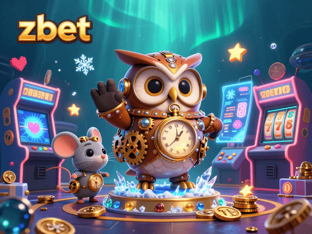 Zbet offers an engaging online casino experience with vibrant gaming elements and a time-traveling owl.