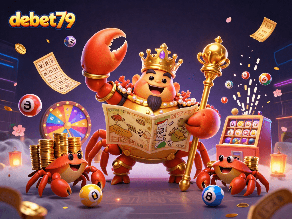 Experience debet79's exciting world with the golden crab emperor ruling over stunning games and prizes.