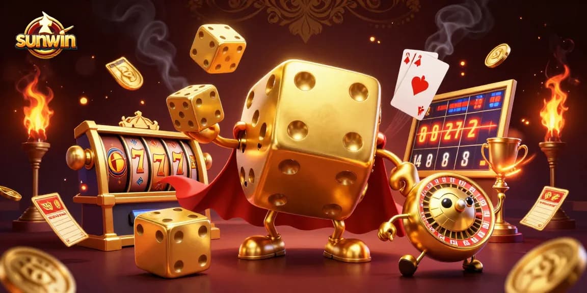 Experience the thrill of winning at sunwin with our golden dice golem, vibrant slots, and dynamic gambling elements.