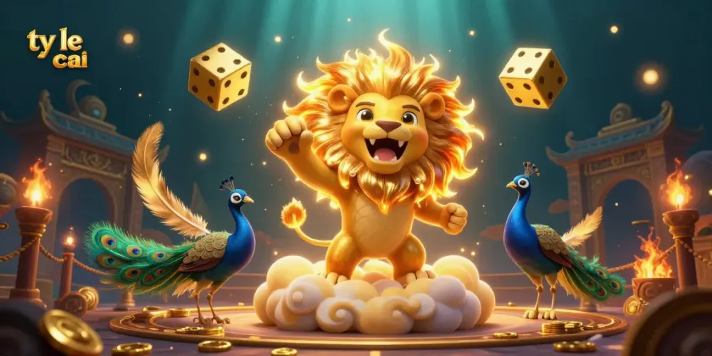 Engage in thrilling betting at ty le nha cai while surrounded by vibrant 3D characters and rich casino elements.