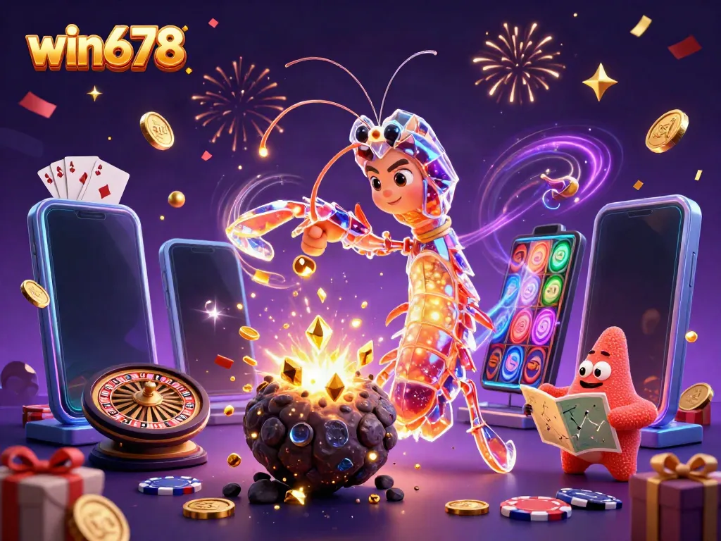 Experience the excitement of win678 with vibrant slot game graphics and cosmic characters!