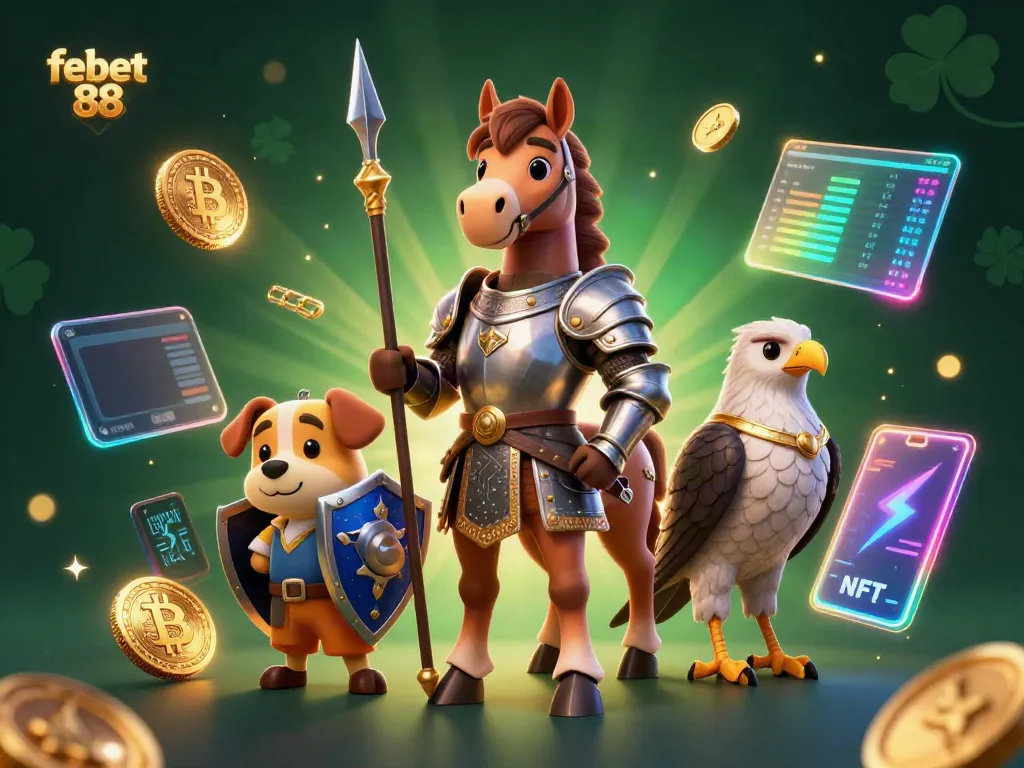 Experience the thrills of febet 88 with engaging 3D characters and glowing crypto elements