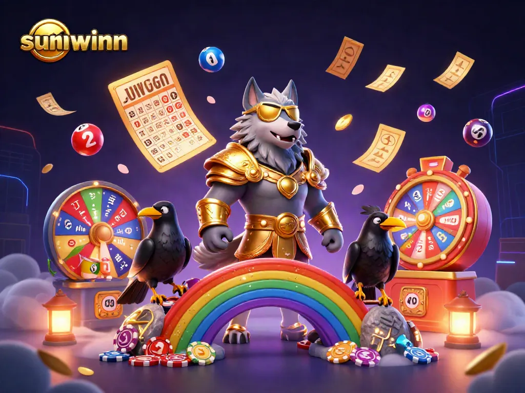 Experience the excitement of sunwinn with Odin and his ravens amidst vibrant gaming elements.