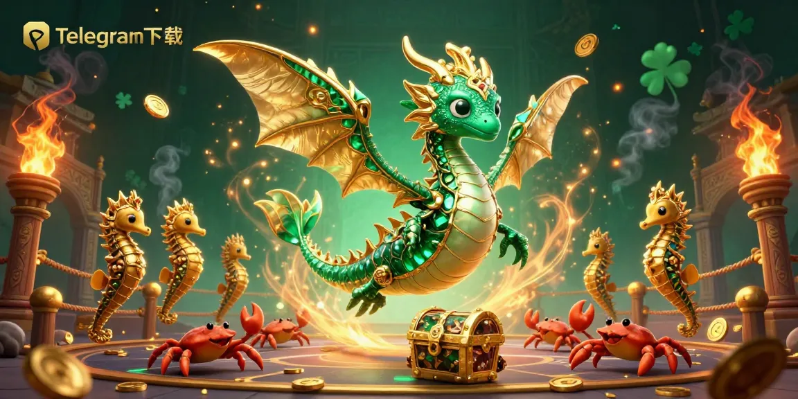 通过Telegram下载体验获胜的刺激，展现3D龙在旋转的金币和投注筹码中的动态场景。
