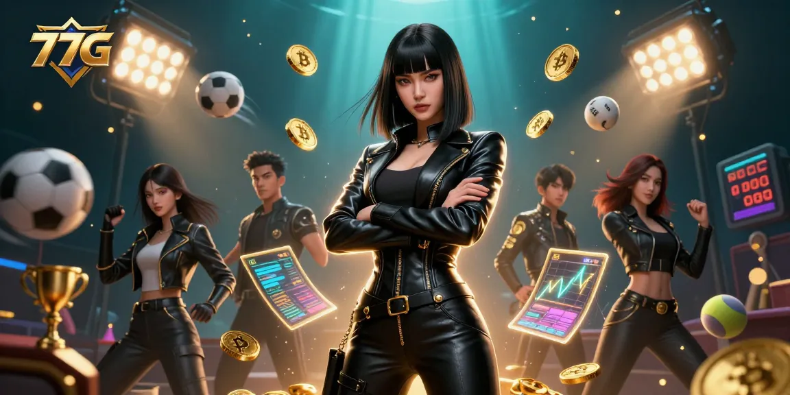 Engage with 77GG's exciting online betting scene featuring stunning visuals of sports elements and cryptocurrency dynamic interactions.