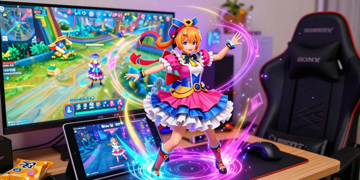 Sissy hentai game character transformation in vibrant fantasy gaming scene