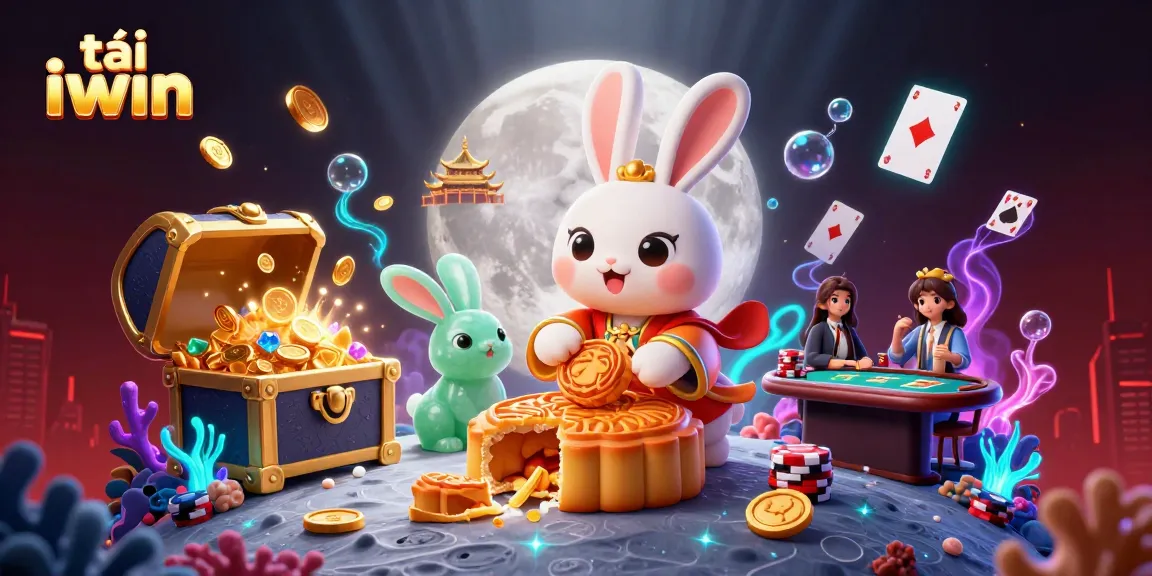 Engage with tải iwin and explore a magical casino world, rich with poker chips and vibrant 3D elements.