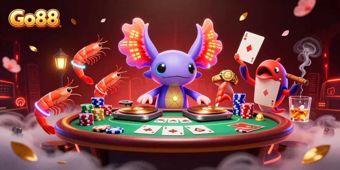 Experience lively gaming action at Go88 with vibrant characters and dynamic casino elements.