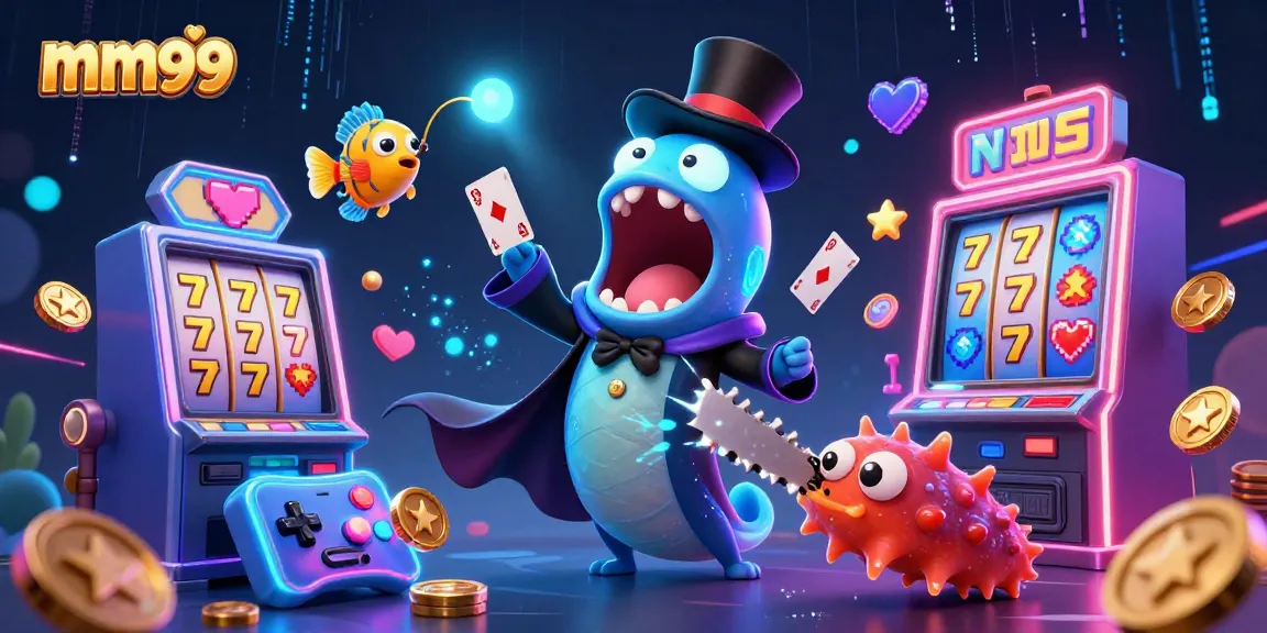 Discover the magic of mm99 with vibrant 3D casino characters and games in a colorful undersea scene.