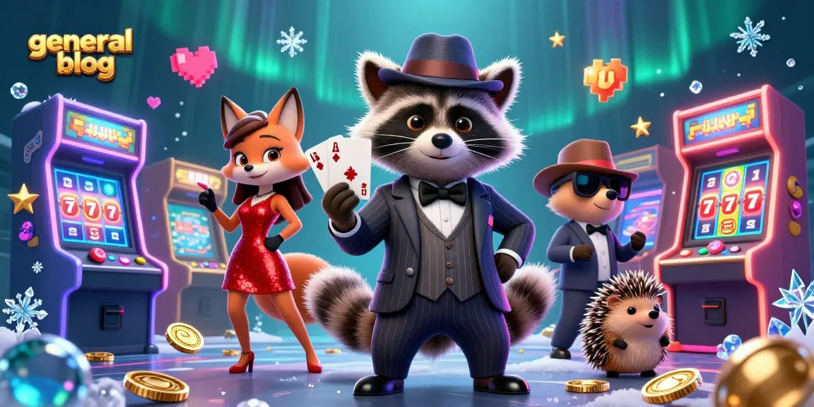 Explore the thrilling world of gaming with characters in a vivid casino scene at general blog, showcasing a raccoon's royal flush.