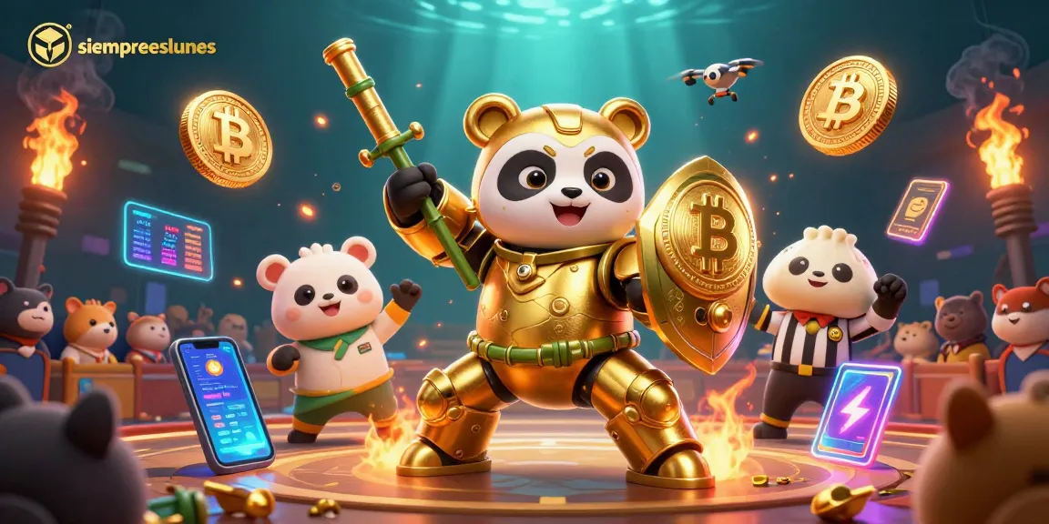 Experience thrilling gaming action with siempreeslunes in a vibrant digital casino arena showcasing skilled combat and crypto elements.