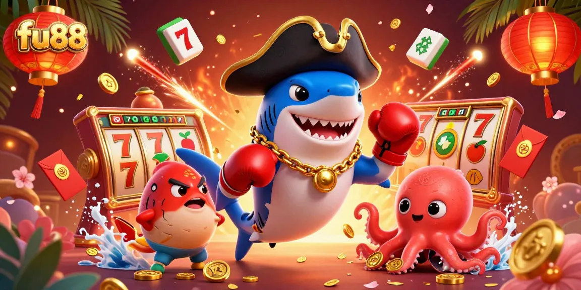 fu88 casino excitement with 3D cartoon pirate and colorful game elements
