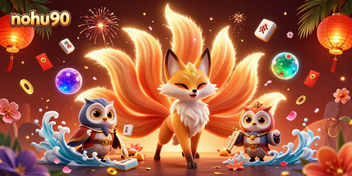 Nohu90 captures the magic of winning with a colorful nine-tailed fox spirit and gambling elements in play.
