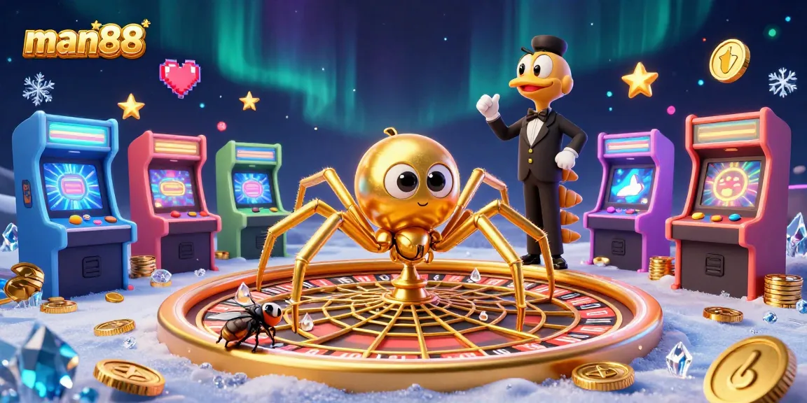 Experience thrilling bets at man88 through a vibrant casino-themed 3D illustration.